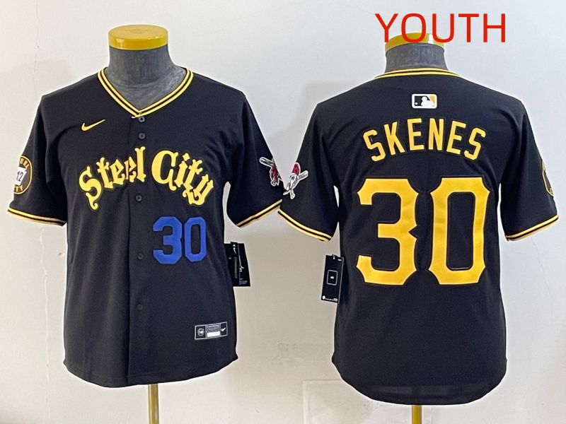 Youth 2025 Pittsburgh Pirates #30 Skenes Black Game Nike MLB Jersey style 7153